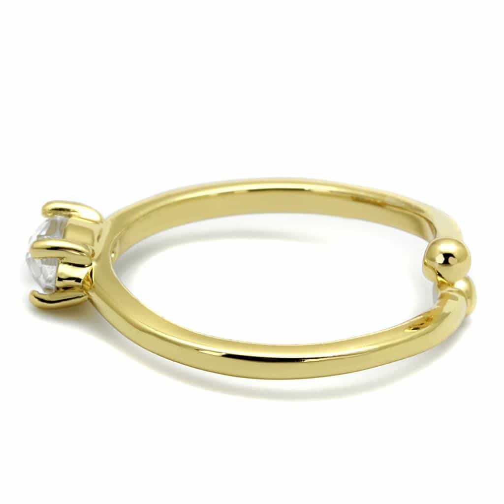 Brass Gold Clear Marquise Solitaire Toe Ring view 3
