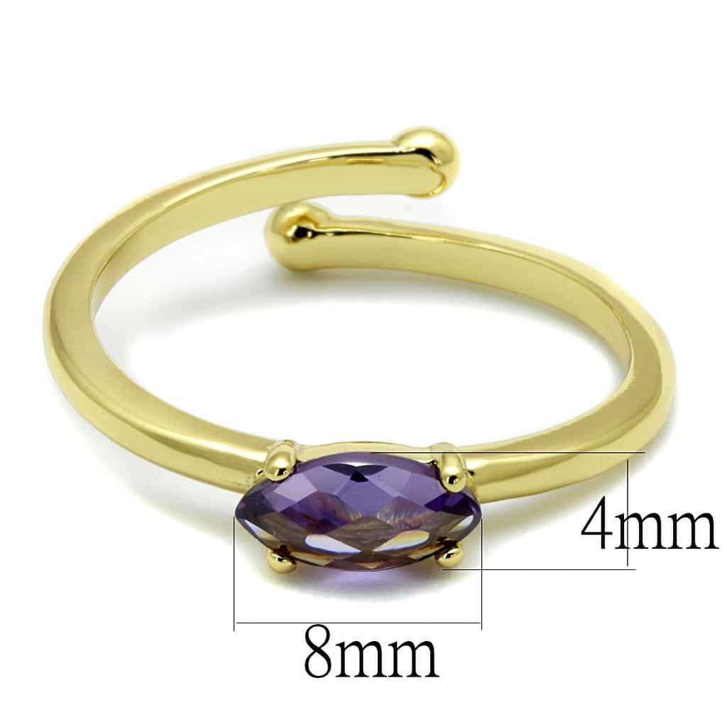 Brass Gold Purple Amethyst Marquise Solitaire Toe Ring view 2