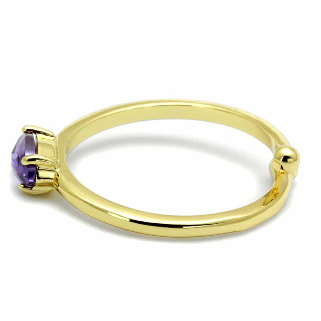 Brass Gold Purple Amethyst Marquise Solitaire Toe Ring view 3