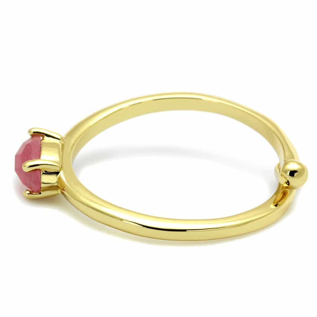 Brass Gold Pink Cat Eye Marquise Solitaire Toe Ring view 3