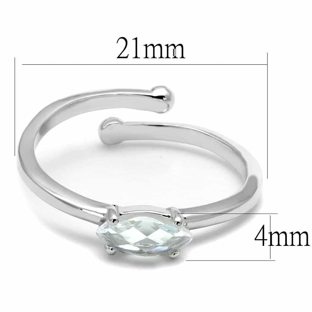 Brass Silver Clear Round Faceted Solitaire Ring view 2