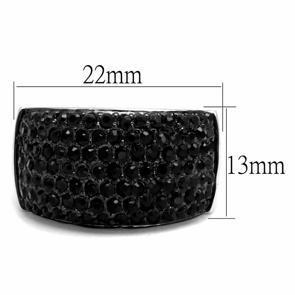 Brass Silver Black CZ Pave Wide Dome Band Ring view 2