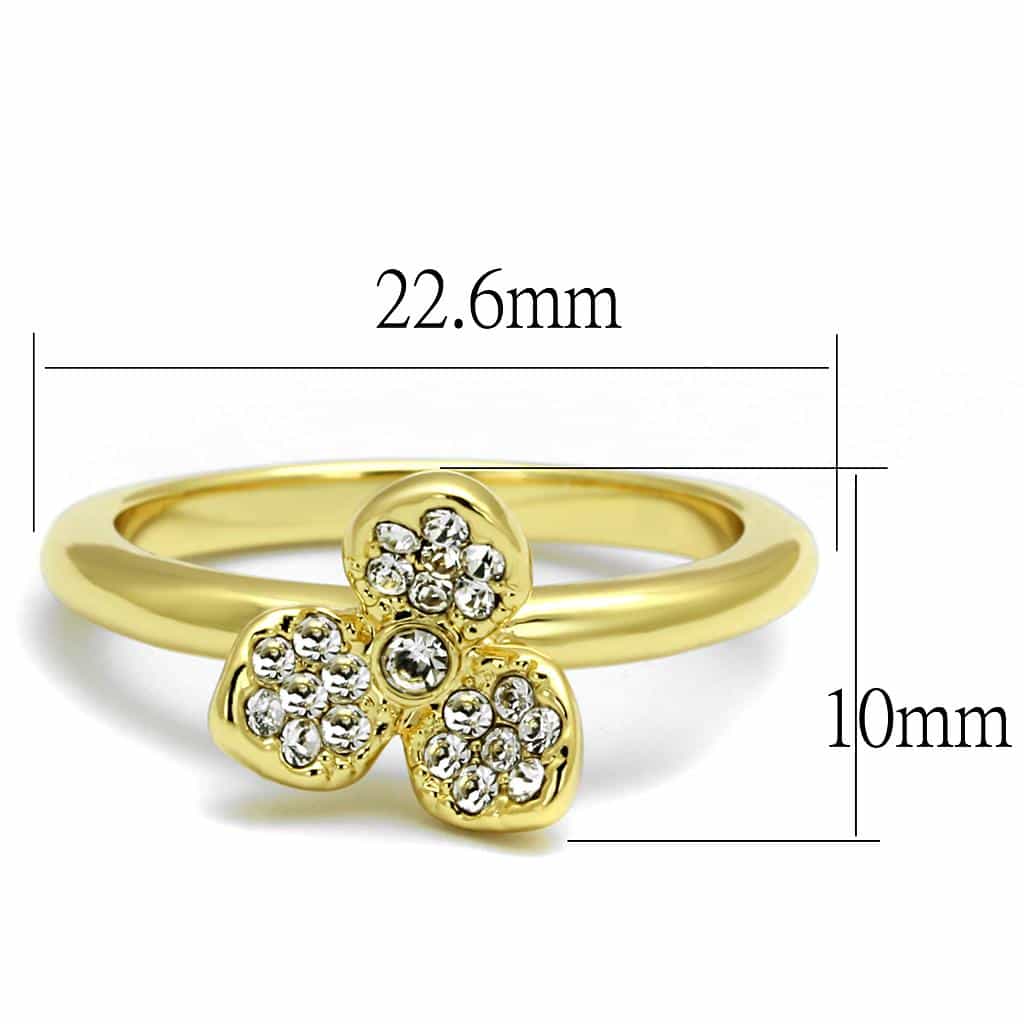 Brass Gold CZ Clover Flower Ring | The Stainless Jewelry view 2