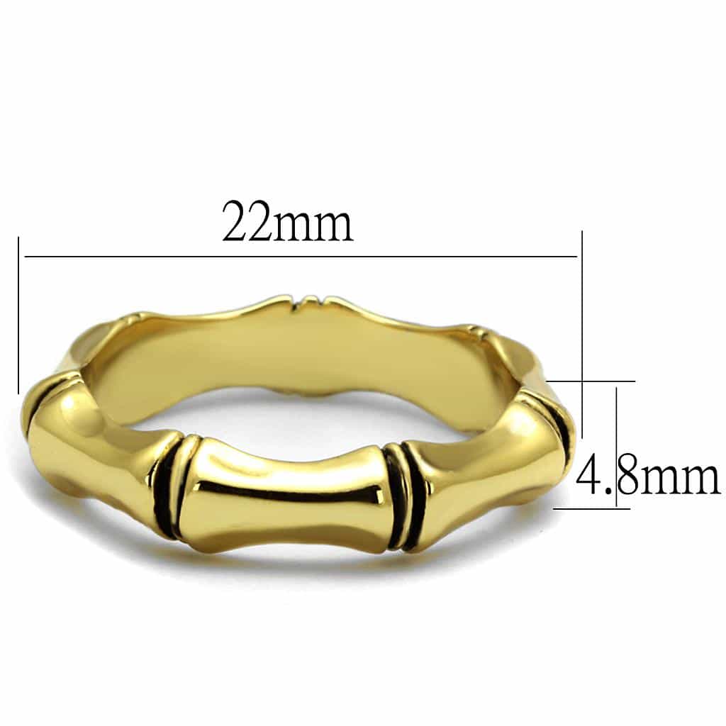 Brass Gold Polished Bamboo Link Band Ring | The Stainless Jewelry view 2