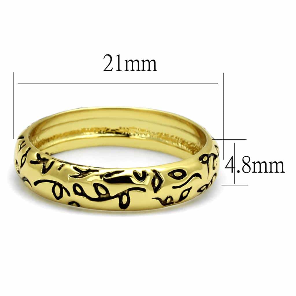 Brass Gold Black Enamel Script Pattern Band Ring view 2