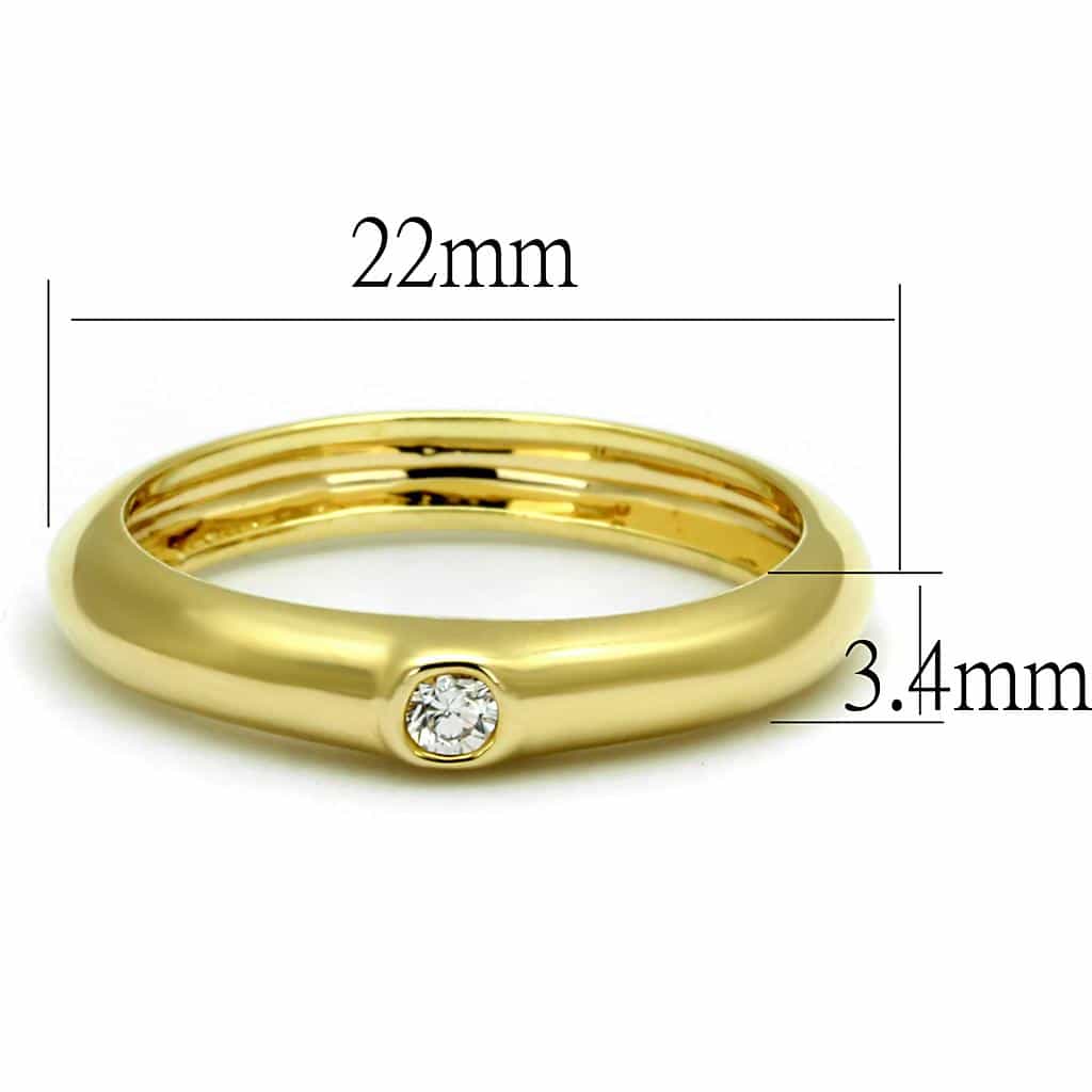 Brass Gold CZ Bezel Stackable Band Ring | The Stainless Jewelry view 2