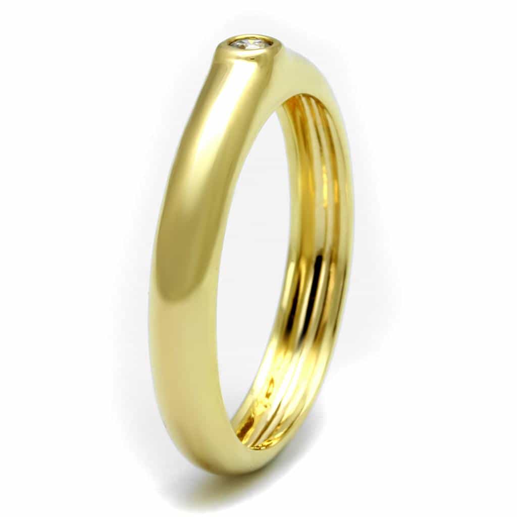 Brass Gold CZ Bezel Stackable Band Ring | The Stainless Jewelry view 3