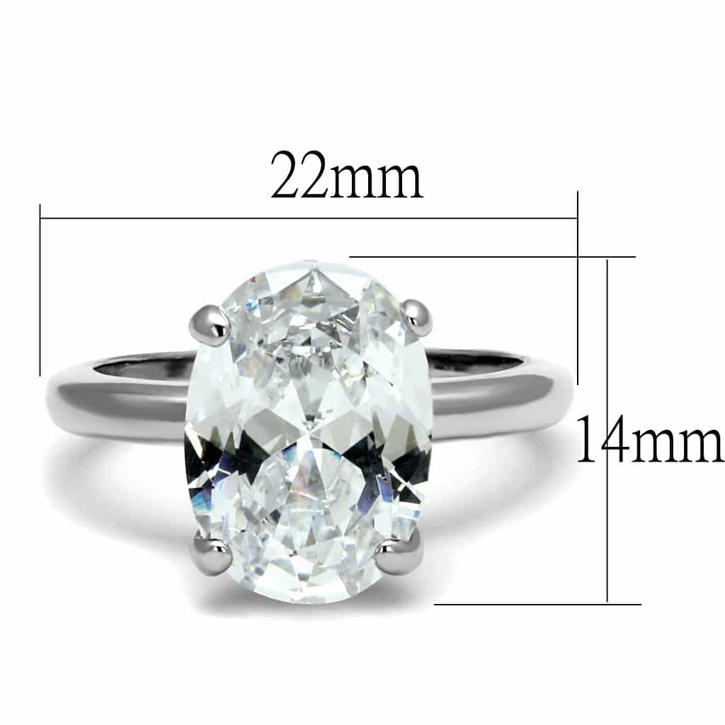 Brass Silver CZ Oval Solitaire Prong Cocktail Ring view 2