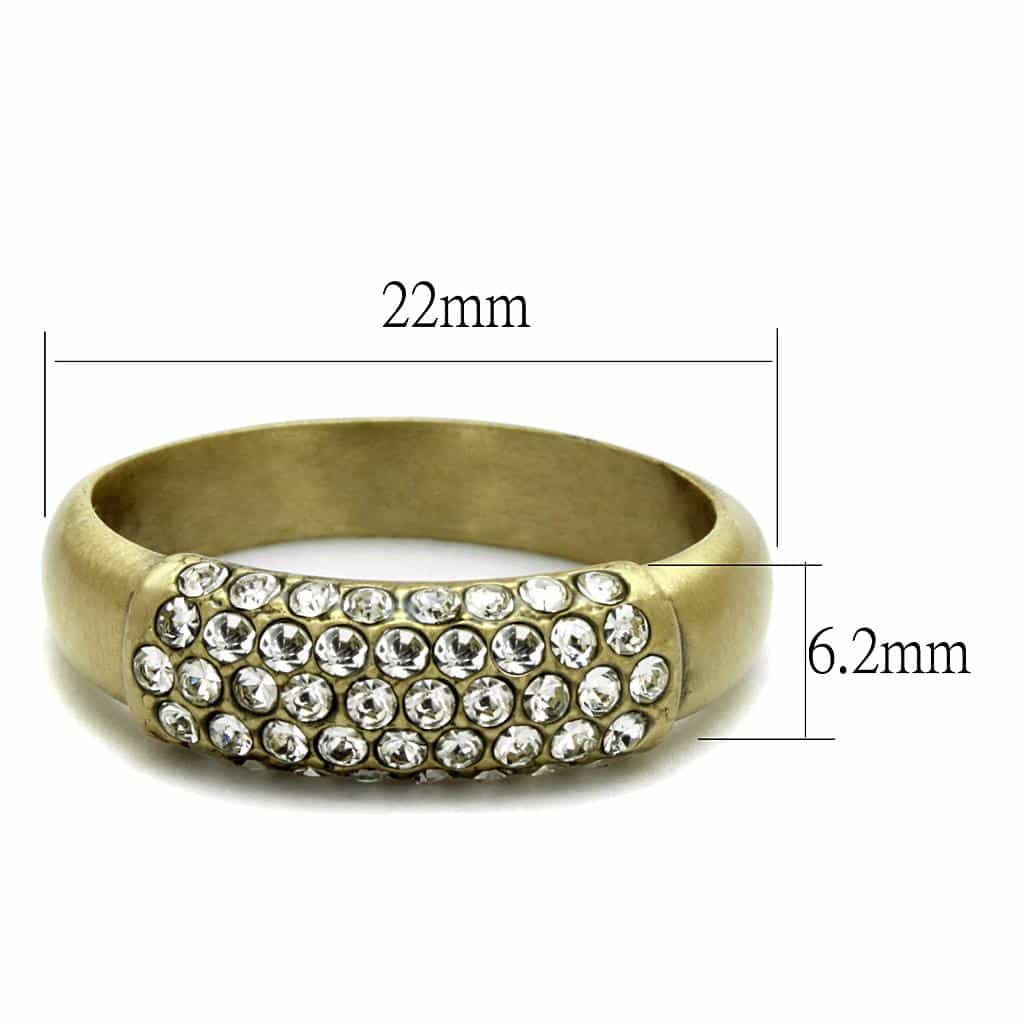 Brass Gold CZ Pave Brushed Satin Dome Band Ring view 2