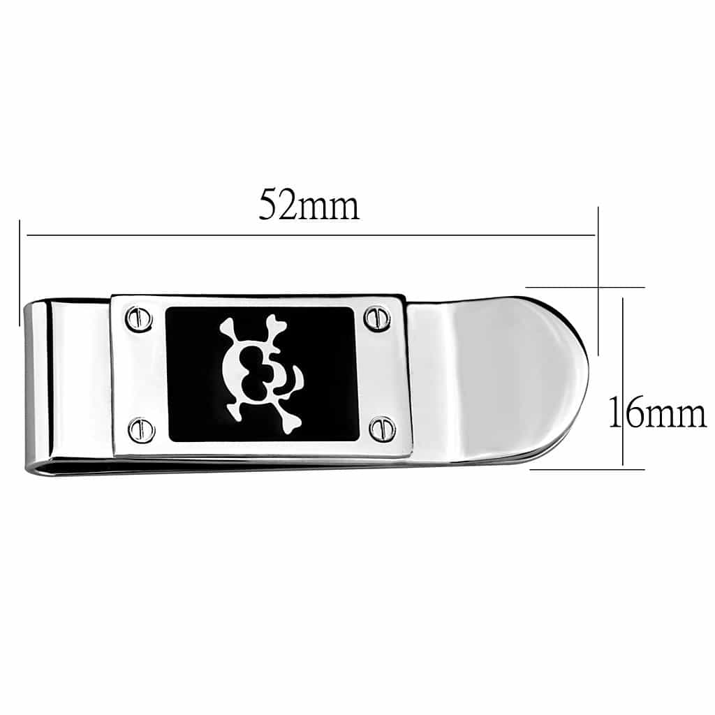 Brass Silver Black Enamel Skull Crossbones Money Clip view 2