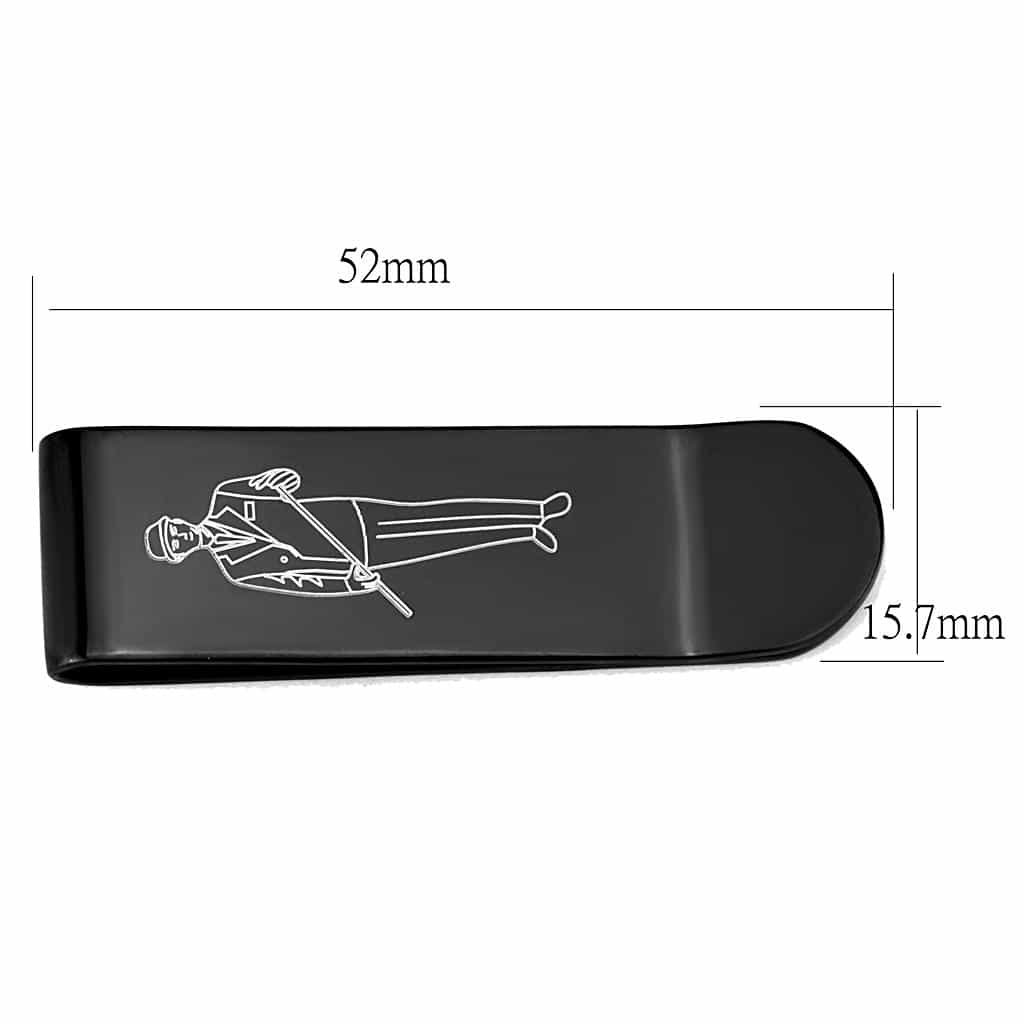 Brass Black Enamel Gentleman Golfer Money Clip view 2