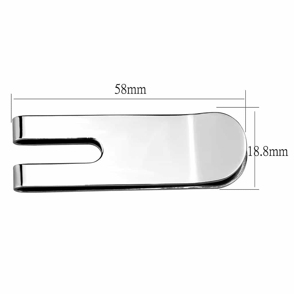 Brass Silver Polished Plain Slim Money Clip view 2