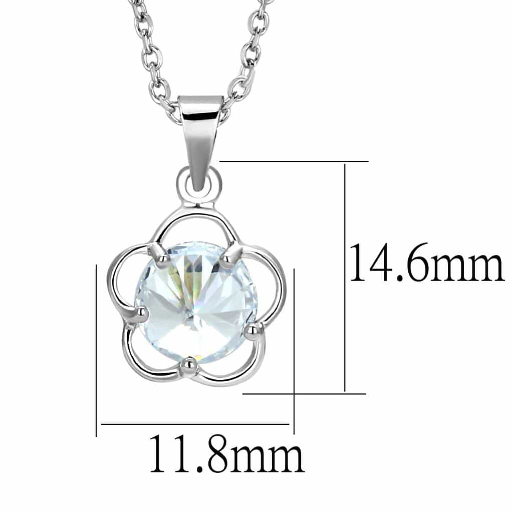 Brass Silver Crystal Flower Pendant Necklace view 2