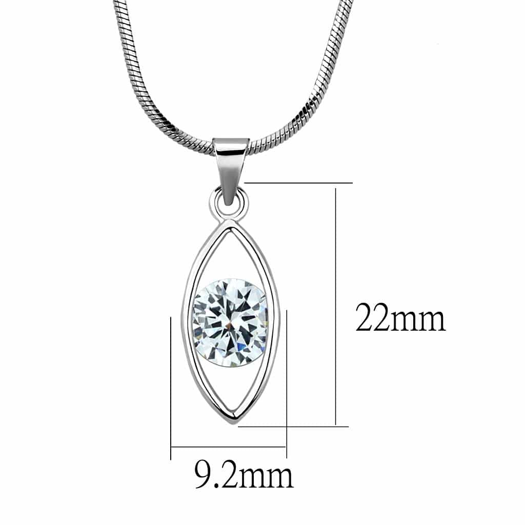 Brass Silver CZ Marquise Bezel Pendant Necklace view 2