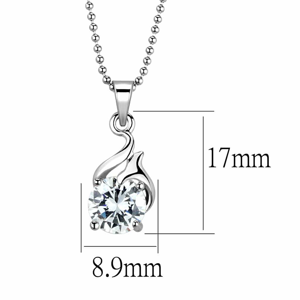 Brass Silver CZ Swirl Pendant Necklace | The Stainless Jewelry view 2