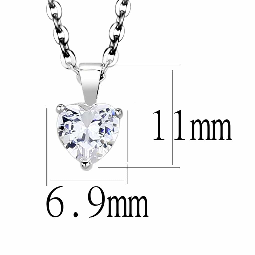 Brass Silver CZ Round Solitaire Pendant Necklace view 2