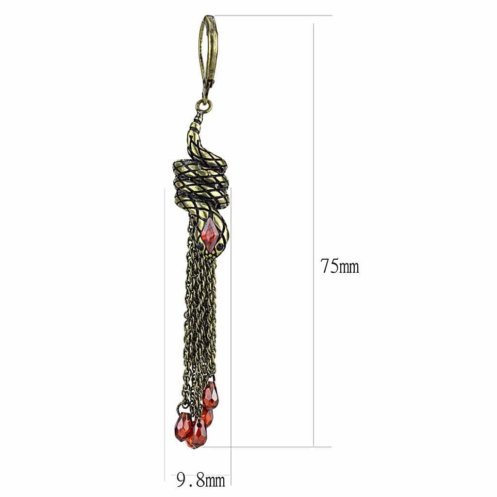 Brass Antique Gold Crystal Chain Tassel Drop Earrings view 2
