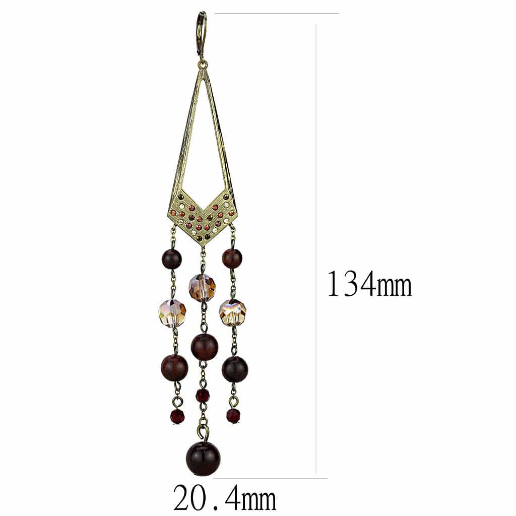 Brass Antique Gold Crystal Bead Chandelier Drop Earrings view 2