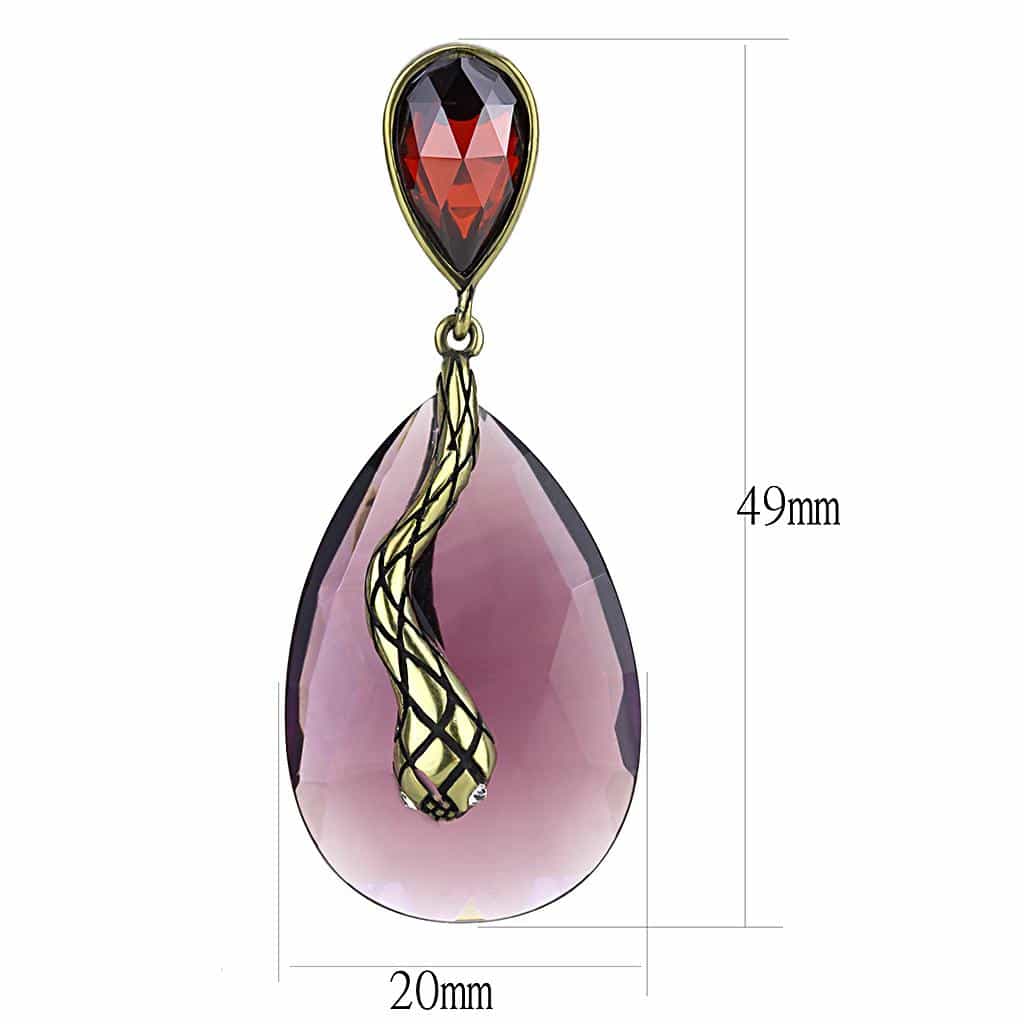 Brass Antique Gold Amethyst Teardrop Wrap Earrings view 2