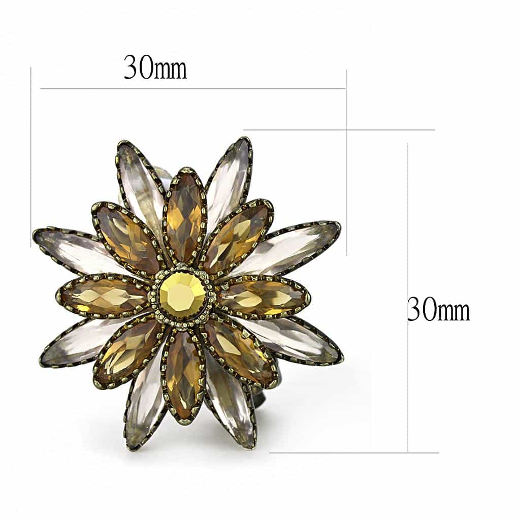 Brass Antique Gold Topaz Crystal Flower Stud Earrings view 2