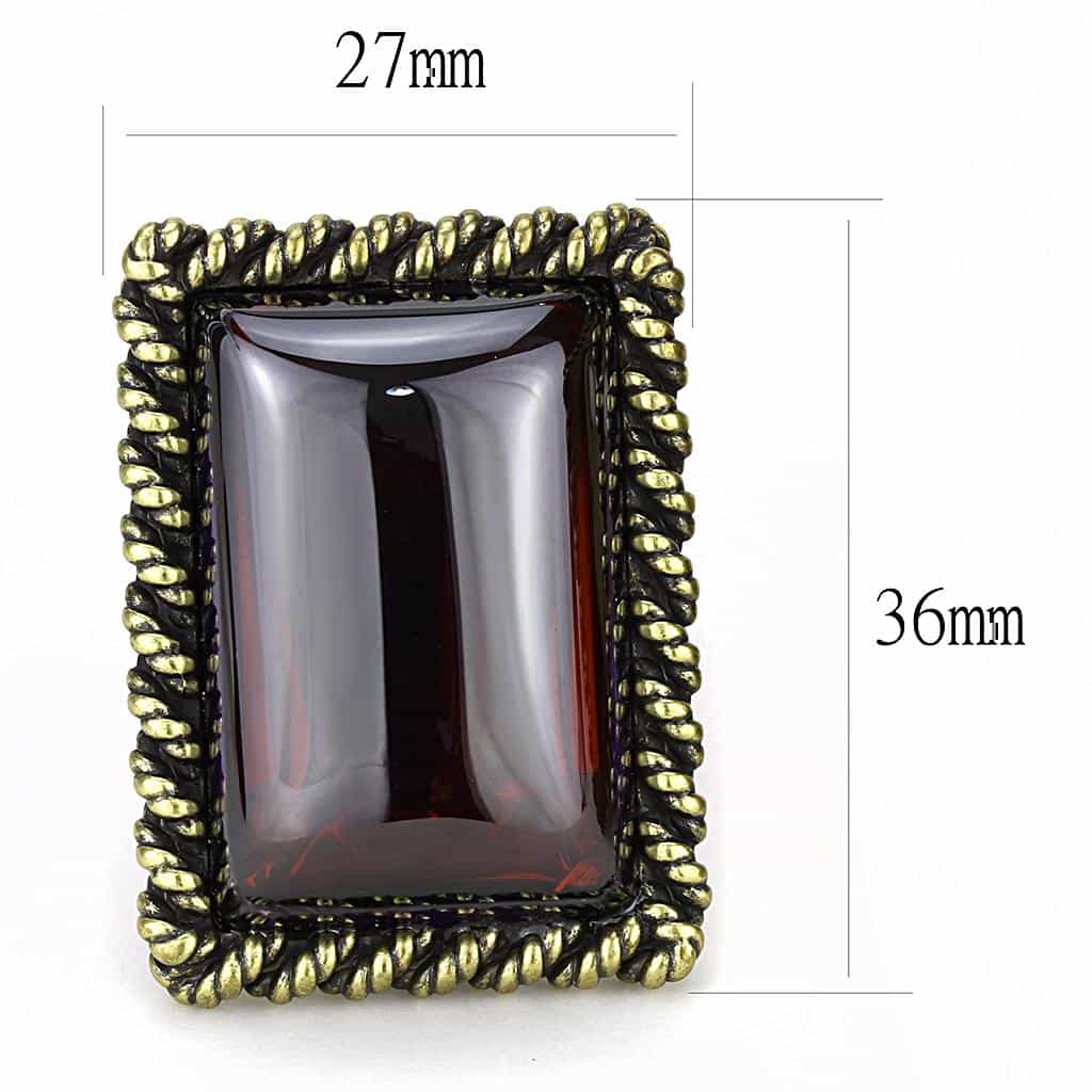 Brass Antique Gold Garnet Rectangle Rope Stud Earrings view 3
