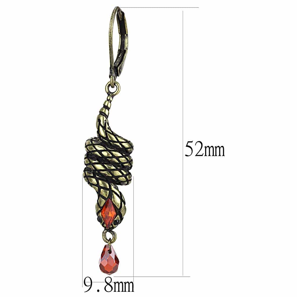Brass Antique Gold Amber Crystal Twisted Rope Drop Earrings view 2