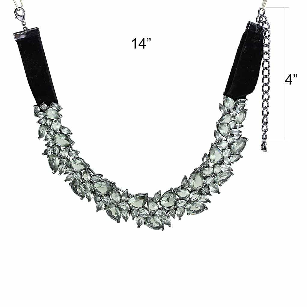 Brass Gunmetal Gray Crystal Marquise Cluster Collar Necklace view 3