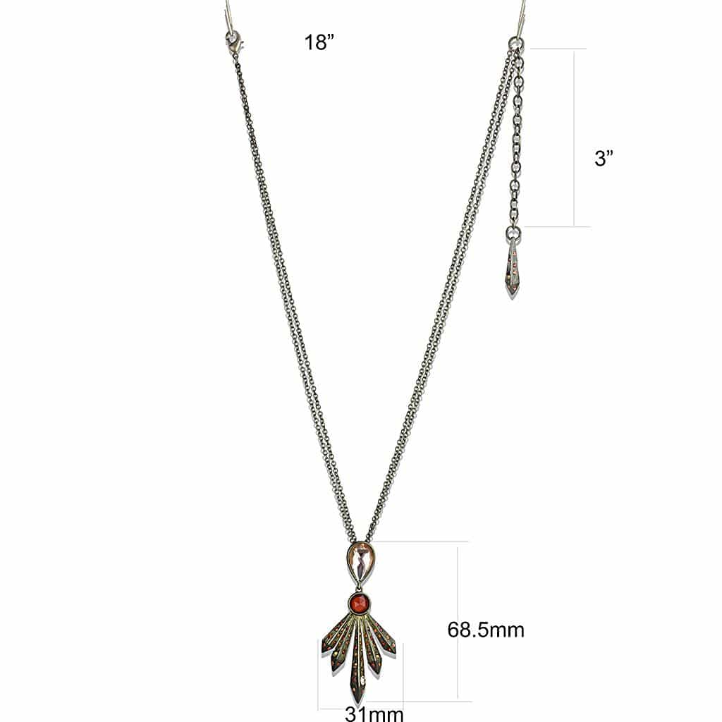 Brass Antique Gold Art Deco Leaf Fan Pendant Necklace view 2