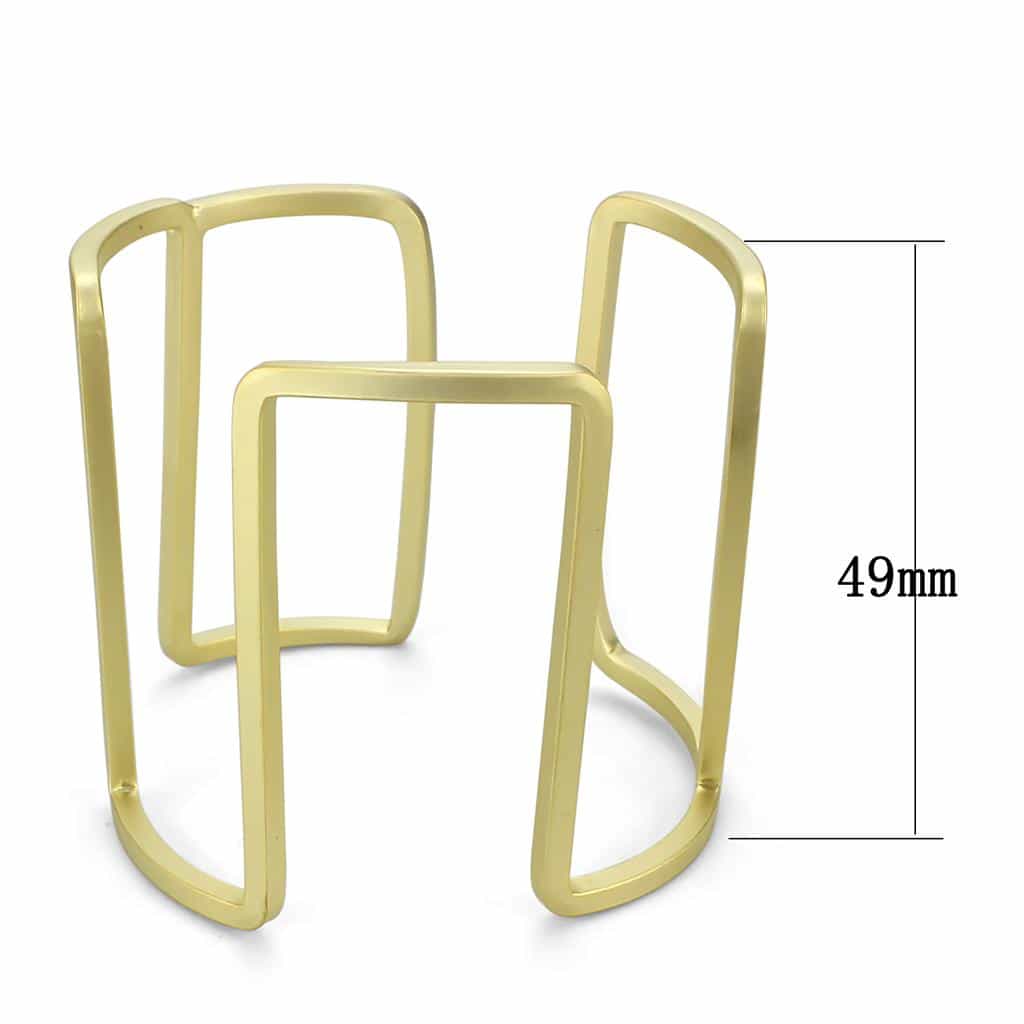 Brass Gold Geometric Abstract Link Cuff Bangle Bracelet view 2