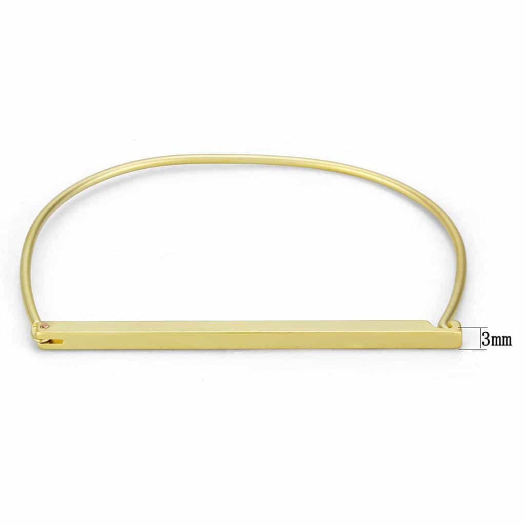 Brass Gold Minimalist Half Circle Bar Bangle Bracelet view 2