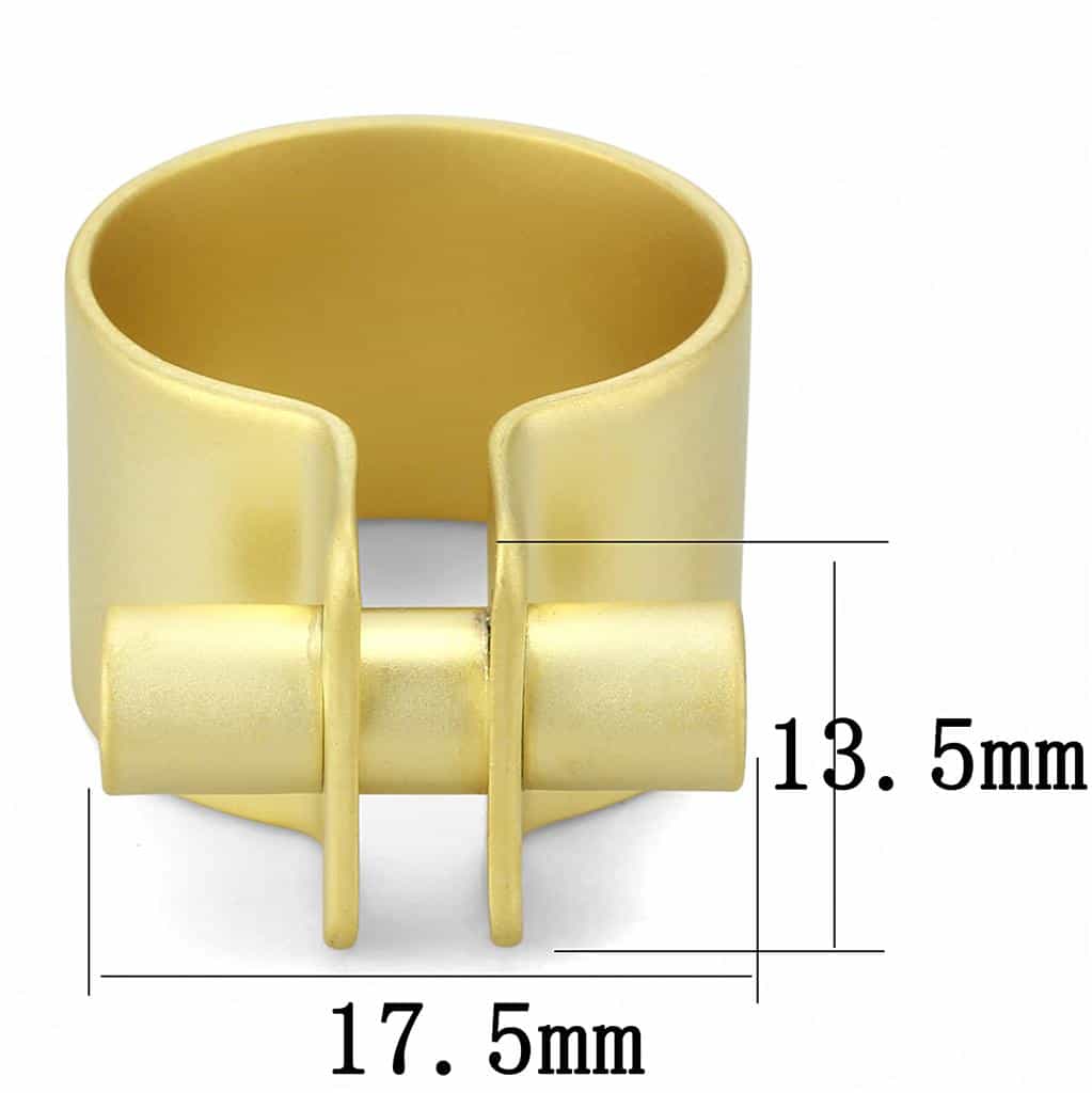 Brass Gold Matte Barbell Cuff Ring | The Stainless Jewelry view 2