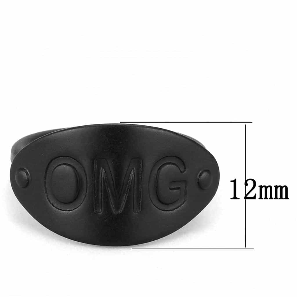 Brass Black IP OMG Script Dome Ring | The Stainless Jewelry view 2