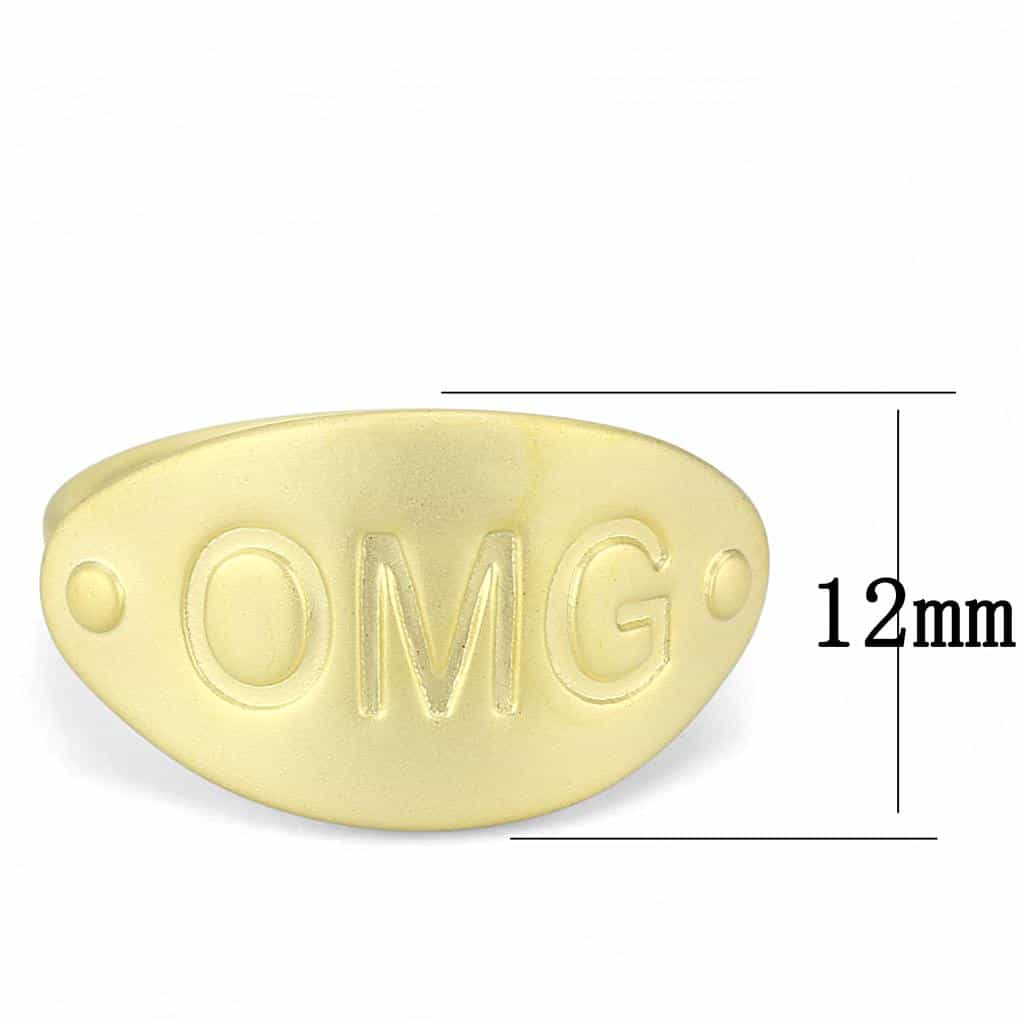 Brass Gold OMG Script Dome Ring | The Stainless Jewelry view 2