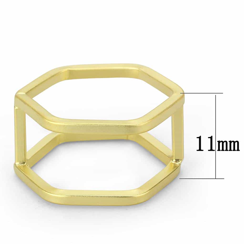 Brass Gold Geometric Double Hexagon Open Ring view 2