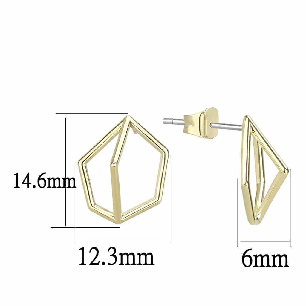 Brass Gold Geometric Diamond Shape Stud Earrings view 2
