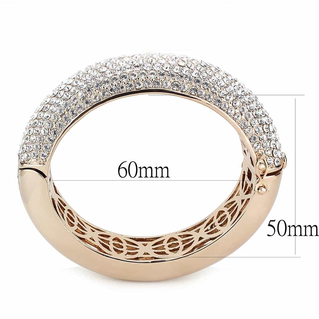 Brass Rose Gold CZ Pave Filigree Dome Bangle Bracelet view 3