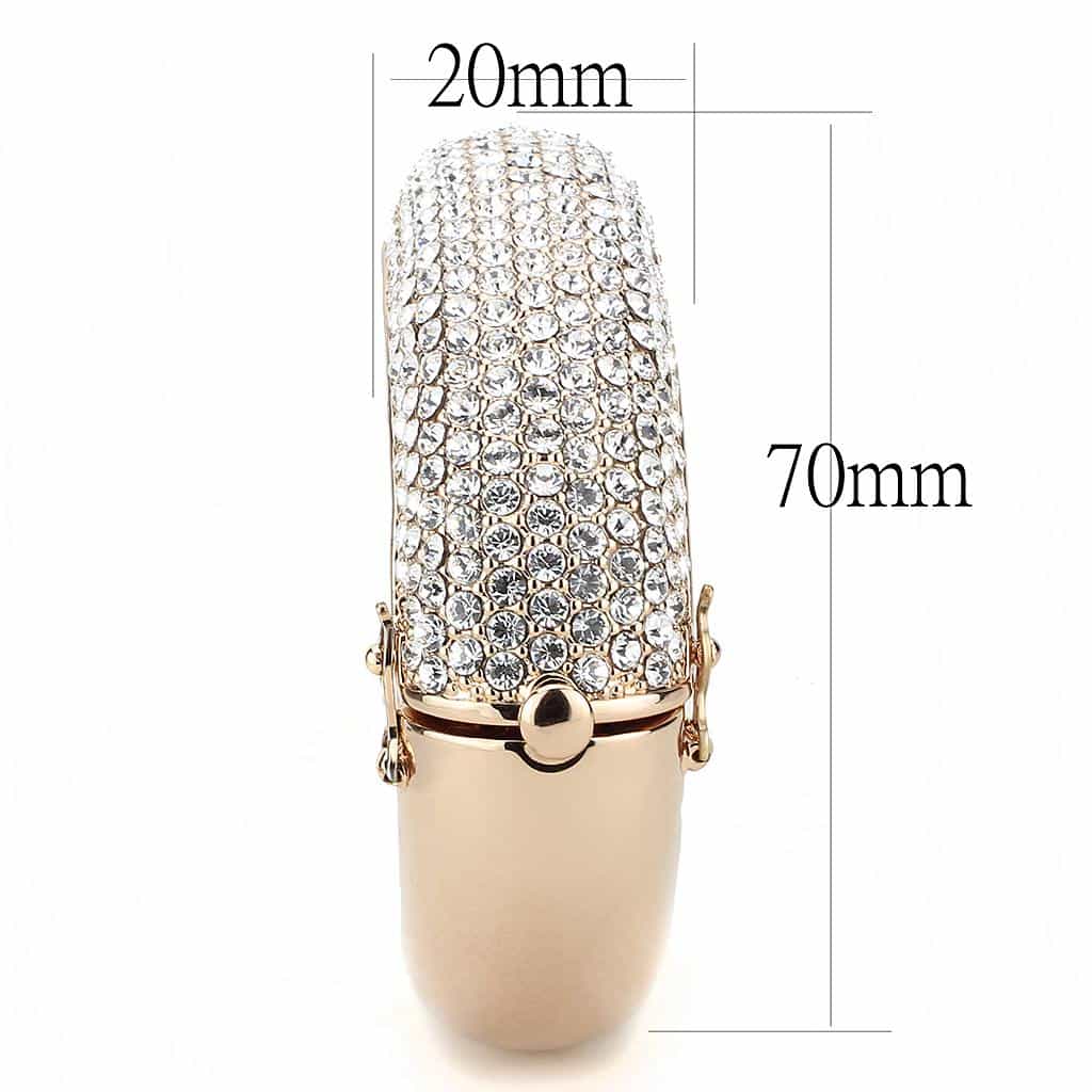 Brass Rose Gold CZ Pave Filigree Dome Bangle Bracelet view 4