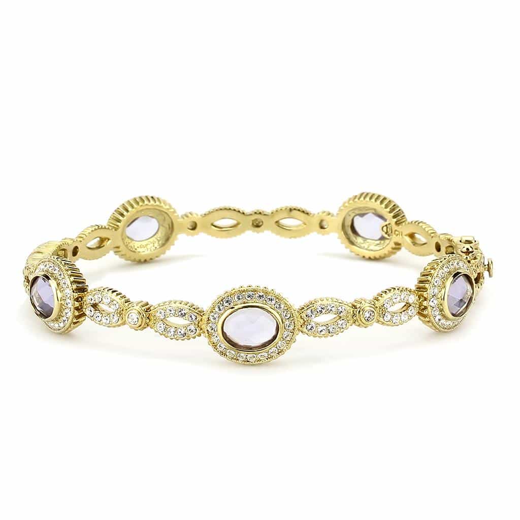 Brass Gold CZ Oval Halo Link Bracelet | The Stainless Jewelry view 2