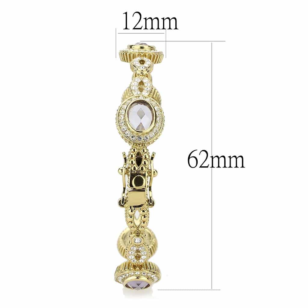Brass Gold CZ Oval Halo Link Bracelet | The Stainless Jewelry view 4