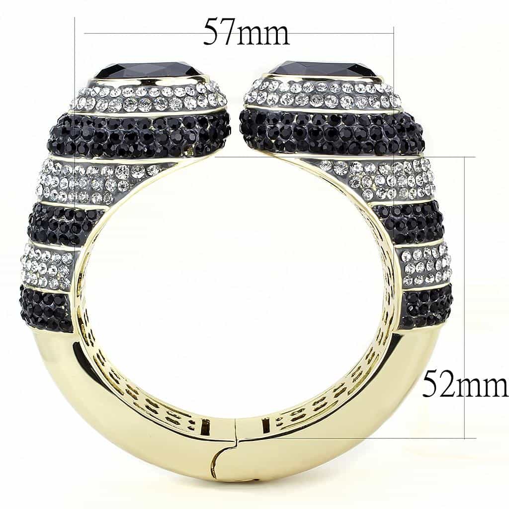 Brass Black IP CZ Pave Wide Bangle Bracelet view 3