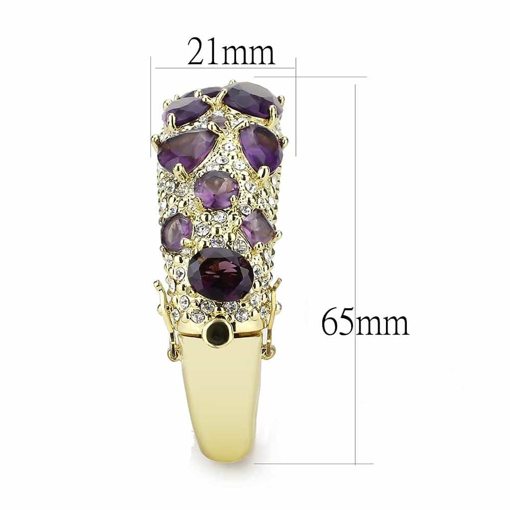 Brass Gold Amethyst Multi Stone Prong Set Bangle Bracelet view 4