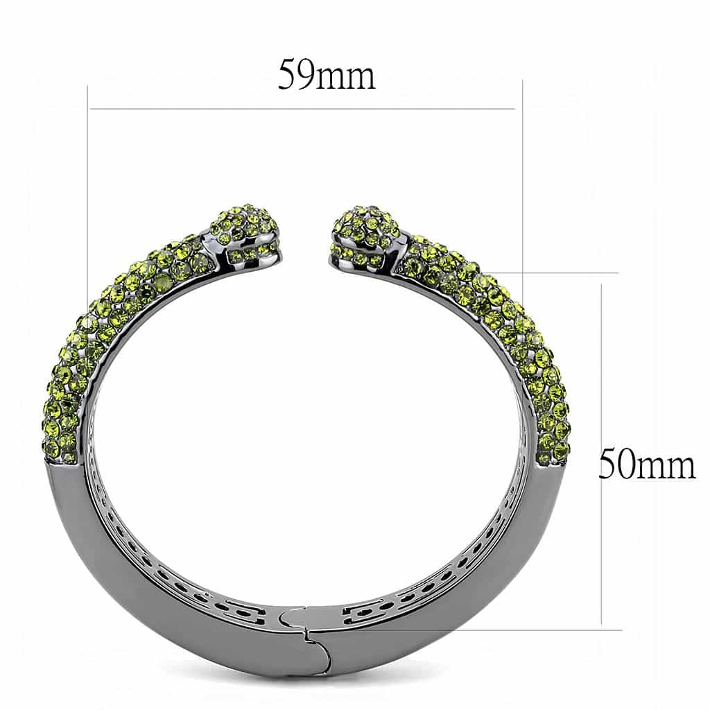 Brass Gunmetal Olivine Green Crystal Pave Cuff Bangle Bracelet view 3