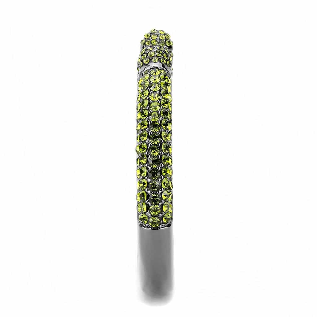 Brass Gunmetal Olivine Green Crystal Pave Cuff Bangle Bracelet view 4