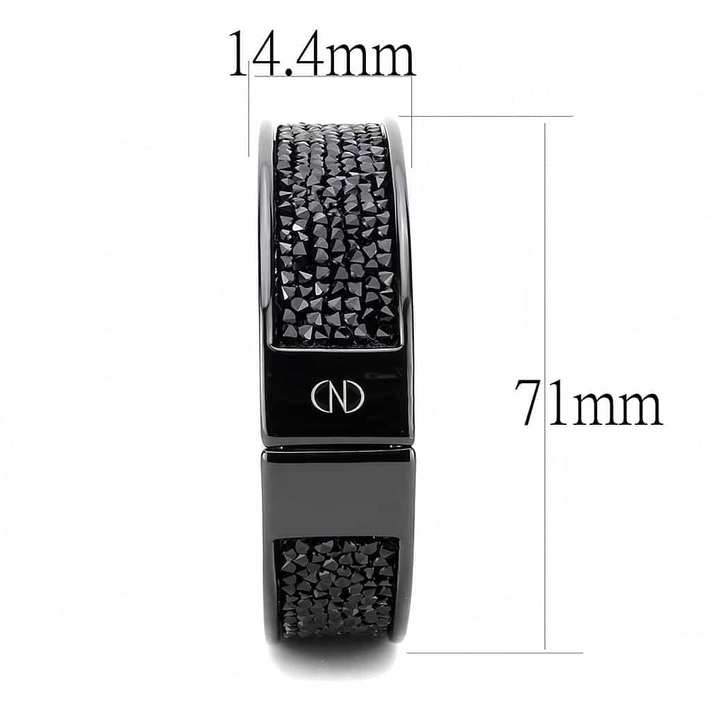 Brass Gunmetal Black Crystal Pave Wide Bangle Bracelet view 4