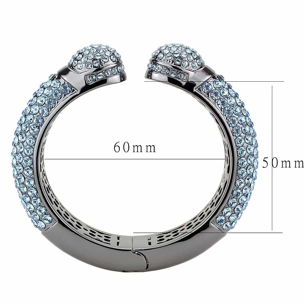 Brass Gunmetal Light Blue Crystal Pave Cuff Bangle Bracelet view 3