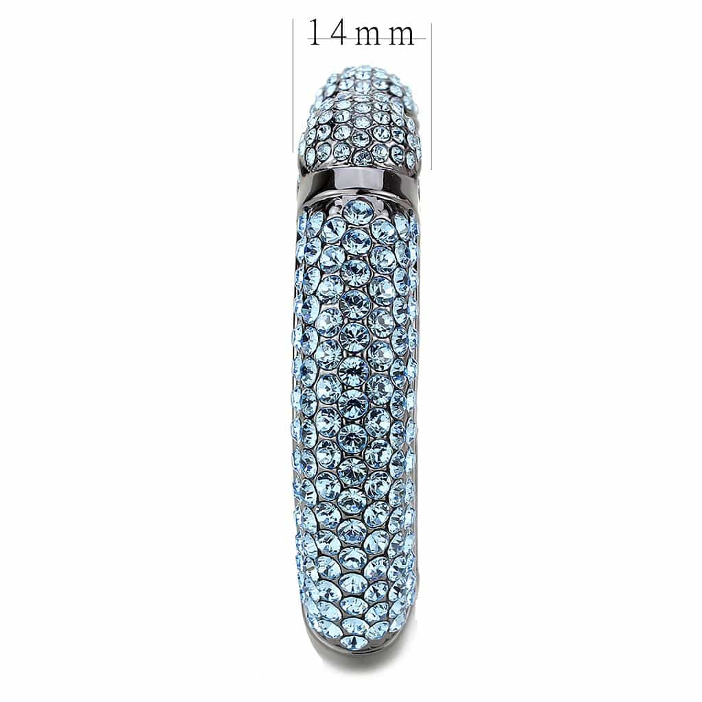 Brass Gunmetal Light Blue Crystal Pave Cuff Bangle Bracelet view 4