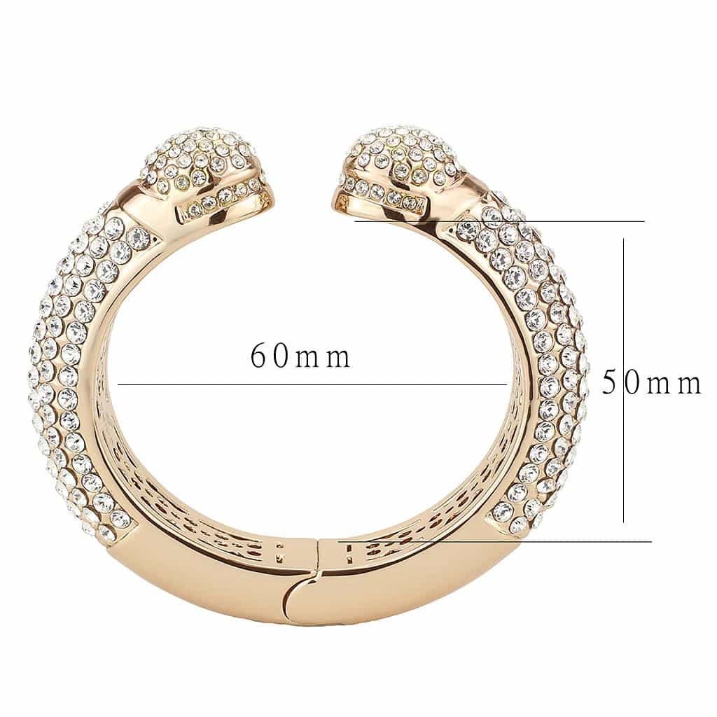 Brass Rose Gold Champagne Crystal Pave Cuff Bangle Bracelet view 3