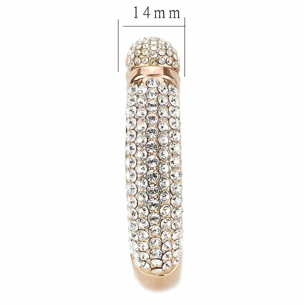 Brass Rose Gold Champagne Crystal Pave Cuff Bangle Bracelet view 4