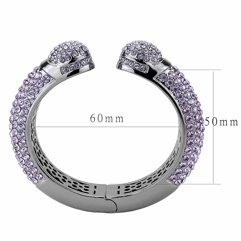 Brass Gunmetal Lavender Crystal Pave Cuff Bangle Bracelet view 3