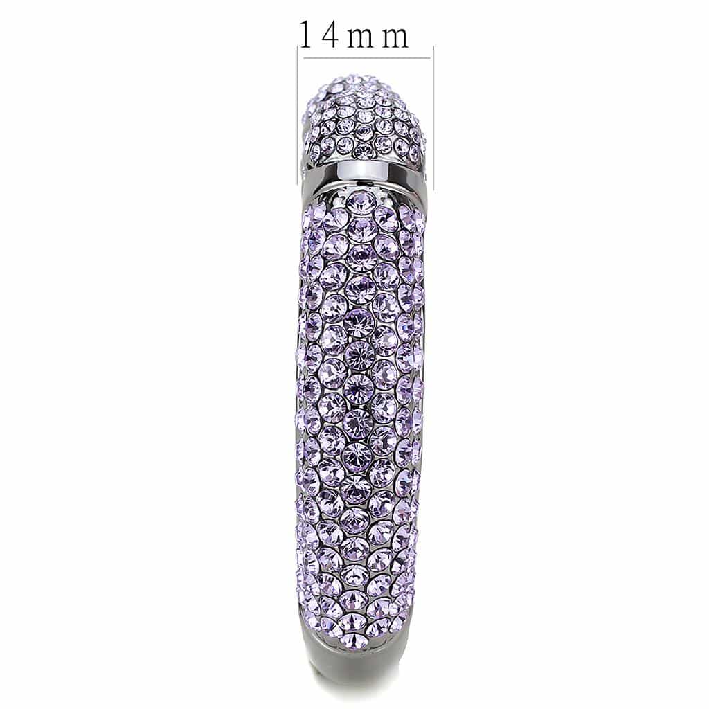 Brass Gunmetal Lavender Crystal Pave Cuff Bangle Bracelet view 4